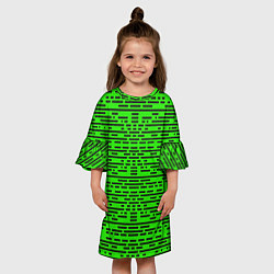 Платье клеш для девочки Чёрные полосы на зелёном фоне, цвет: 3D-принт — фото 2