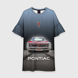 Платье клеш для девочки Американский масл-кар Pontiac GTO, цвет: 3D-принт