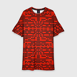 Платье клеш для девочки Чёрные полосы на красном фоне, цвет: 3D-принт