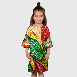 Платье клеш для девочки Яркая мозаика с разноцветным абстрактным узором и, цвет: 3D-принт — фото 2