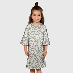 Платье клеш для девочки Светло бежевый леопард, цвет: 3D-принт — фото 2