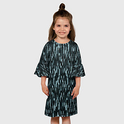 Платье клеш для девочки Тёмный бирюзовый паттерн полосочки, цвет: 3D-принт — фото 2