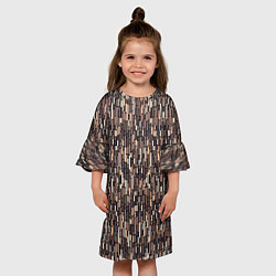 Платье клеш для девочки Светло-коричневый паттерн полосочки, цвет: 3D-принт — фото 2