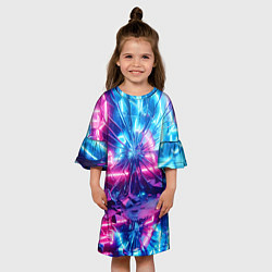 Платье клеш для девочки Разбитая неоновая вывеска - мегаполис, цвет: 3D-принт — фото 2