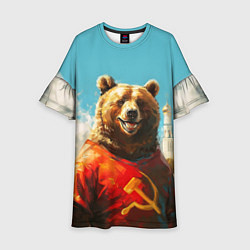Платье клеш для девочки Медведь с гербом СССР, цвет: 3D-принт