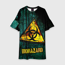 Платье клеш для девочки Biohazard yellow sign, цвет: 3D-принт