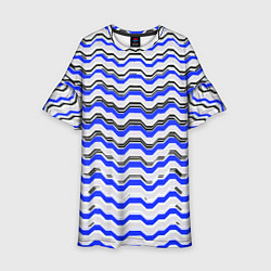 Детское платье Black and blue stripes on a white background