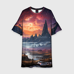 Детское платье Космический фантазийный мир на другой планете