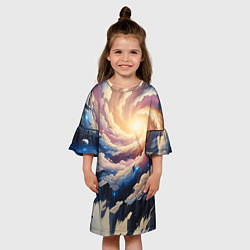 Платье клеш для девочки Космическая галактика - нейросеть фантазия, цвет: 3D-принт — фото 2