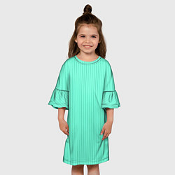 Платье клеш для девочки Светлый бирюзовый в тонкую полоску, цвет: 3D-принт — фото 2