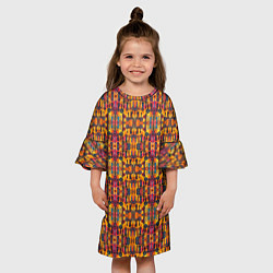 Платье клеш для девочки Розово-оранжевый африканский узор, цвет: 3D-принт — фото 2