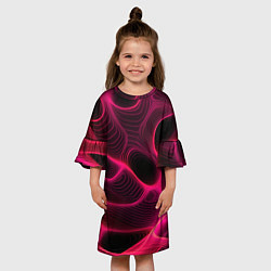 Платье клеш для девочки Неоновая яркая геометрическая абстракция со светом, цвет: 3D-принт — фото 2