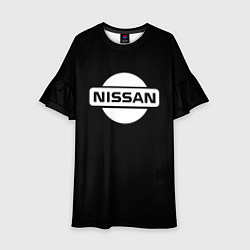 Платье клеш для девочки Nissan logo white, цвет: 3D-принт