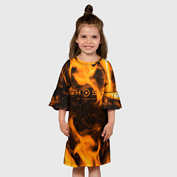 Платье клеш для девочки Ghost of Tsushima шторм оранж, цвет: 3D-принт — фото 2