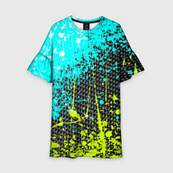 Платье клеш для девочки Брызги красок с геометрией, цвет: 3D-принт