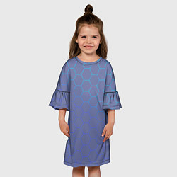 Платье клеш для девочки Шестигранники индиго, цвет: 3D-принт — фото 2