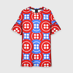 Платье клеш для девочки Красные и синие пуговицы, цвет: 3D-принт