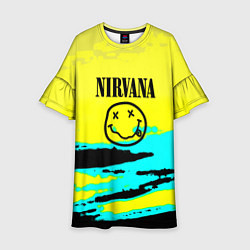 Платье клеш для девочки Nirvana краски кислотные, цвет: 3D-принт