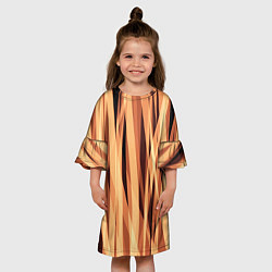 Платье клеш для девочки Яркий коричневый абстрактные полосы, цвет: 3D-принт — фото 2
