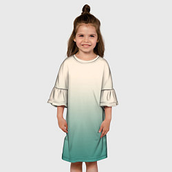 Платье клеш для девочки Градиент бежевый в бирюзовый, цвет: 3D-принт — фото 2