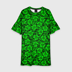 Платье клеш для девочки Клеверный узор паттерновый, цвет: 3D-принт