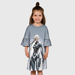 Платье клеш для девочки Barbie - cyber warrior, цвет: 3D-принт — фото 2