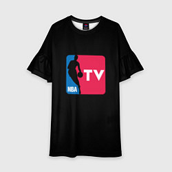 Платье клеш для девочки NBA tv logo, цвет: 3D-принт