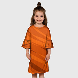 Платье клеш для девочки Тёмный оранжевый полосами, цвет: 3D-принт — фото 2