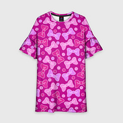 Платье клеш для девочки Розовые бантики, цвет: 3D-принт