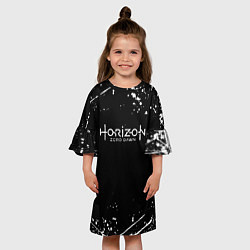 Платье клеш для девочки Horizon Zero Dawn всплеск красок, цвет: 3D-принт — фото 2