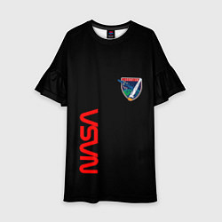 Платье клеш для девочки Nasa space logo steel, цвет: 3D-принт
