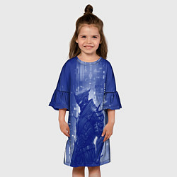 Платье клеш для девочки Боевой андроид в синих тонах, цвет: 3D-принт — фото 2