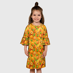 Платье клеш для девочки Сочные сладкие абрикосы паттерн, цвет: 3D-принт — фото 2