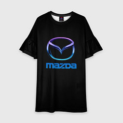 Платье клеш для девочки Mazda neon logo, цвет: 3D-принт