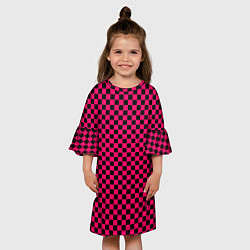 Платье клеш для девочки Паттерн розовый клетка, цвет: 3D-принт — фото 2