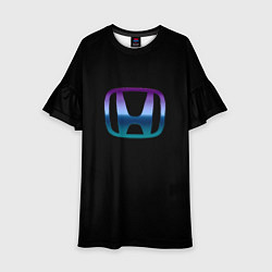 Платье клеш для девочки Honda neon logo, цвет: 3D-принт