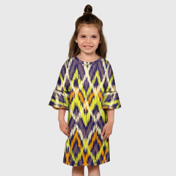 Платье клеш для девочки Разноцветный ромбовидный орнамент, цвет: 3D-принт — фото 2