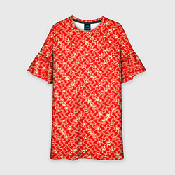 Платье клеш для девочки Красно-белый текстурированный, цвет: 3D-принт