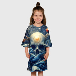 Платье клеш для девочки Авангардная композиция с черепом - нейросеть, цвет: 3D-принт — фото 2