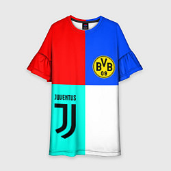 Платье клеш для девочки Juventus x Borussia, цвет: 3D-принт