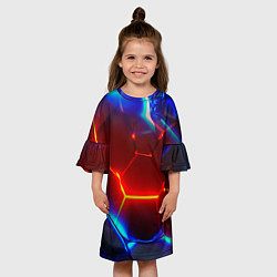 Платье клеш для девочки Красные плиты с ярким светом, цвет: 3D-принт — фото 2