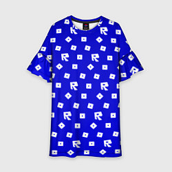 Платье клеш для девочки Roblox blue pattern, цвет: 3D-принт