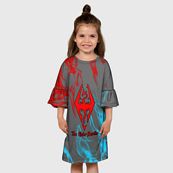 Платье клеш для девочки The Elder Scrolls Online fire, цвет: 3D-принт — фото 2