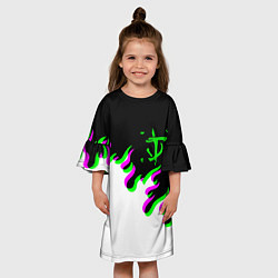 Платье клеш для девочки Doom logo fire demon, цвет: 3D-принт — фото 2