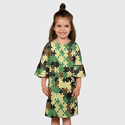 Платье клеш для девочки Красочный камуфляжный пазл, цвет: 3D-принт — фото 2
