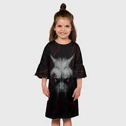 Платье клеш для девочки Волк и молний, цвет: 3D-принт — фото 2