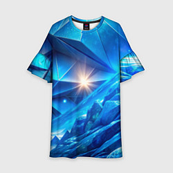 Детское платье Синяя объемная абстракция со вспышкой