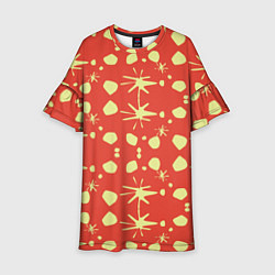 Детское платье Лимонные пятна на красном цвете Фиеста