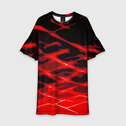 Детское платье Красные абстрактные полосы на чёрном фоне