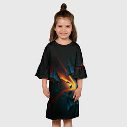 Платье клеш для девочки Разлом плиты - абстрактная расщелина, цвет: 3D-принт — фото 2